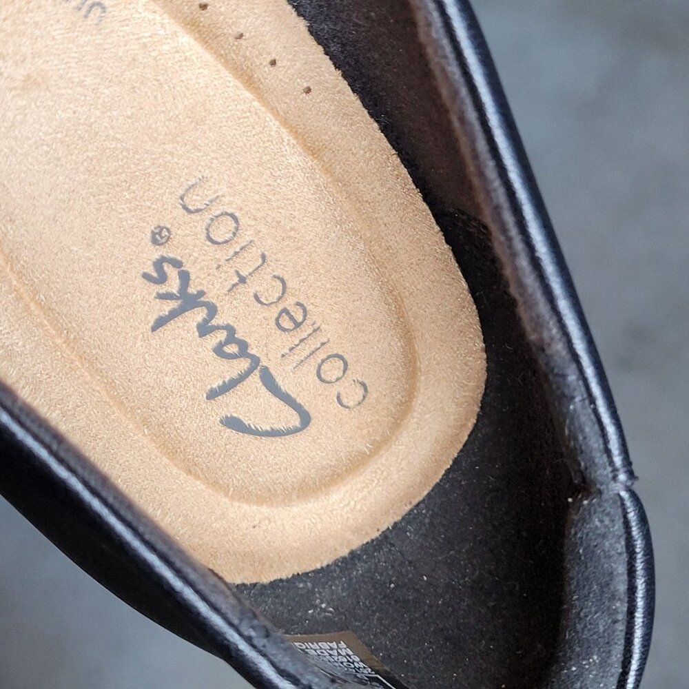 Clarks Collection Juliet Palm Women's 6 Black Faux Leather Slip On Loafers NICE - Picture 11 of 11